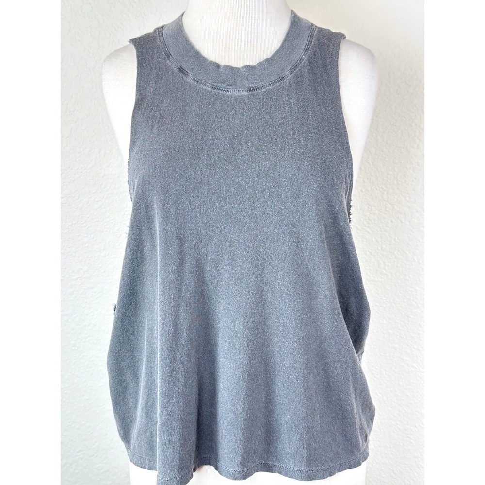 Electric & Rose Slouchy Gray Racerback Tank Raw Edge‎ Oversized Muscle Tee